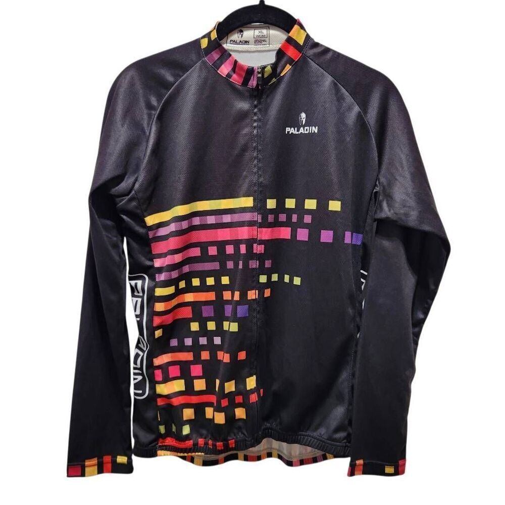 Paladin full zip‎ long sleeve Cycling jersey shirt XL black colorful